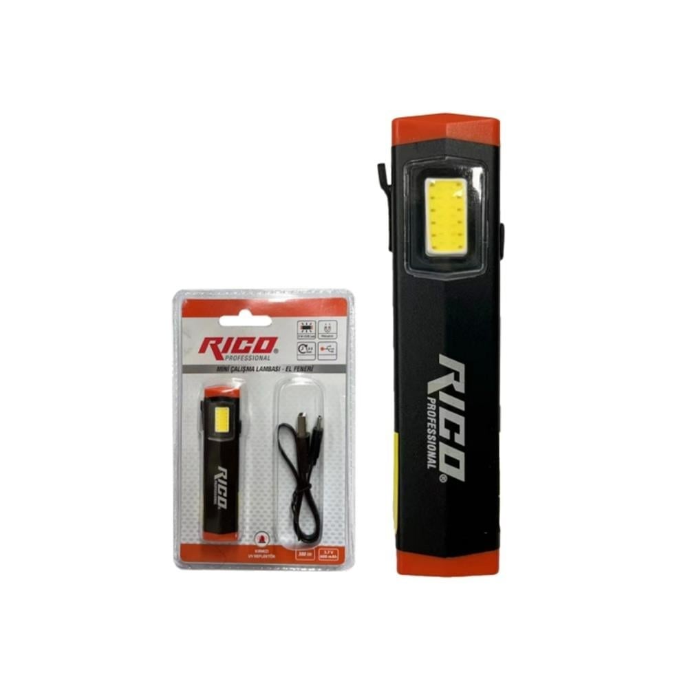 RICO 013-RC0032 Mini Şarjlı Mıknatıslı Led Çalışma Lambası 300 Lümen