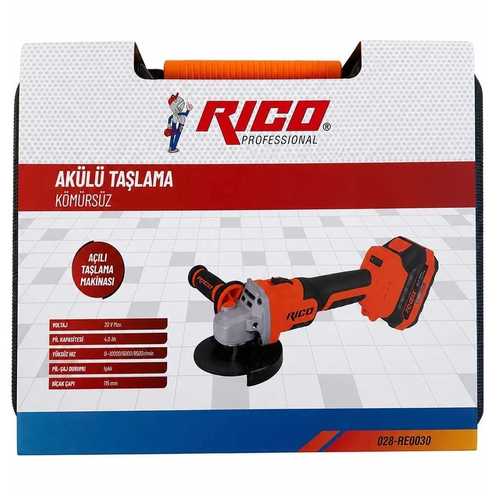 RICO 028-RE0030 Akülü Taşlama Makinesi Çift Akülü 115 mm 20V
