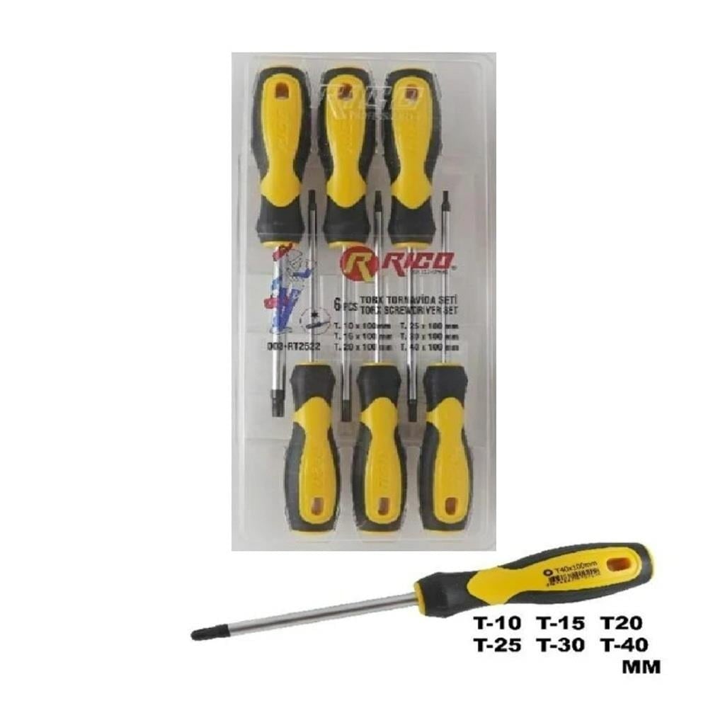 RICO 003-RK0051 Torx Uçlu Tornavida Takımı 6 Parça