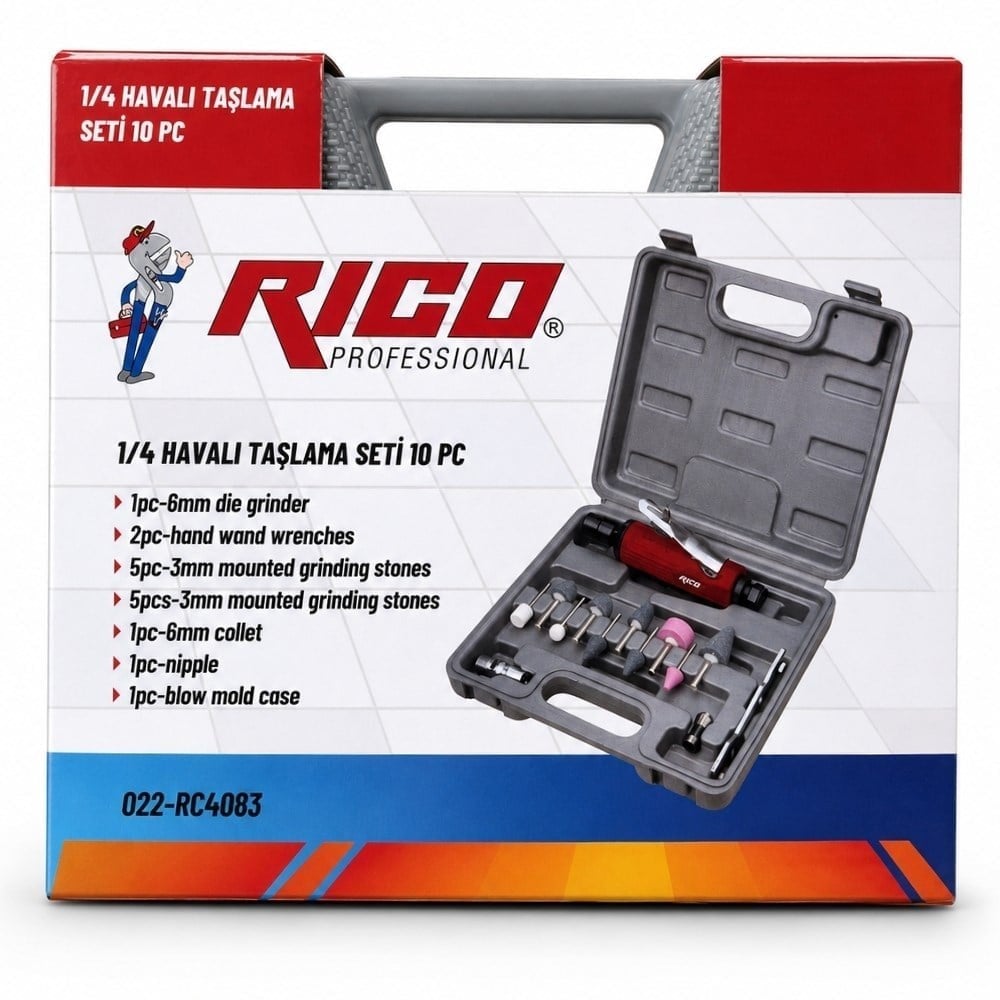 RICO 1/4 Havalı Kalıpçı Taşlama Seti 10 Parça