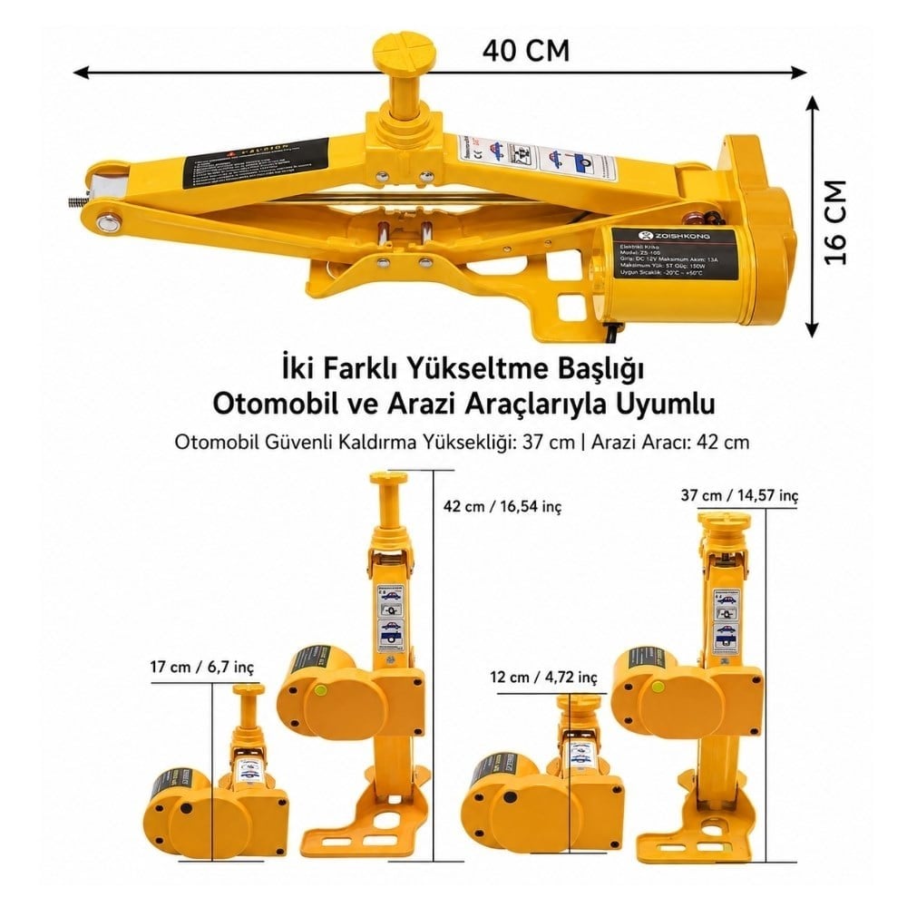 RICO 013-RC6035 2 Ton Makaslı Araç Kriko Elektrikli 12V