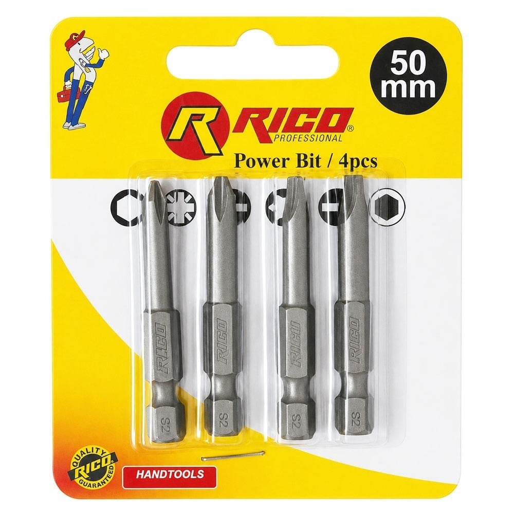 RICO Vidalama Bits Uç Seti 50 Mm 4 Parça