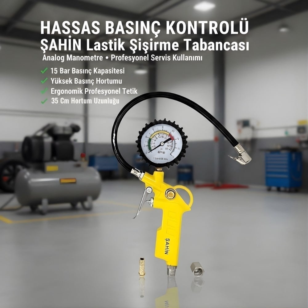 SAHIN SHT-021 Hava Saatli Lastik Şişirme Tabancası 0-220 Psı