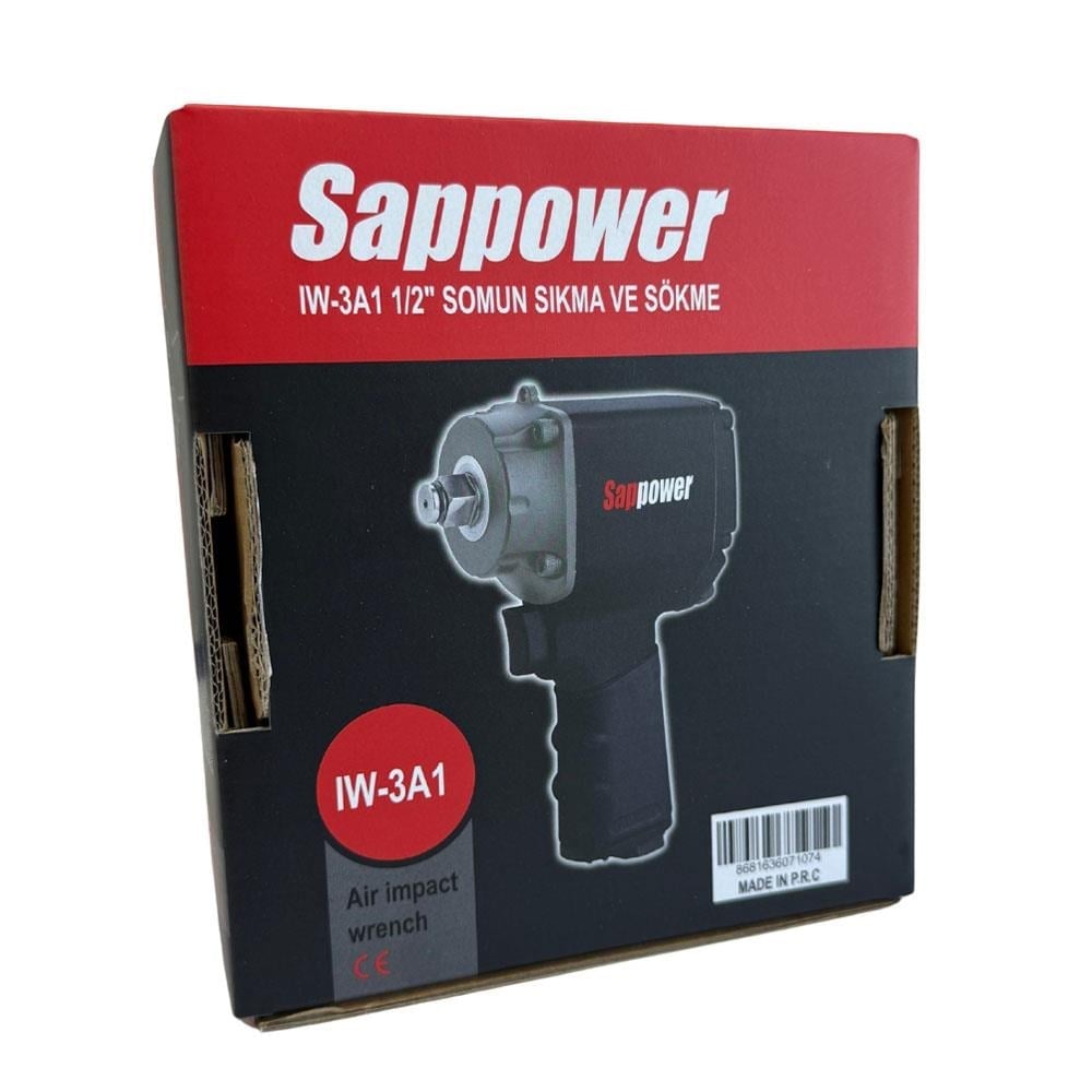 SAPPOWER IW-3A1 1/2 Havalı Somun Sıkma ve Sökme Tabancası 600 Nm