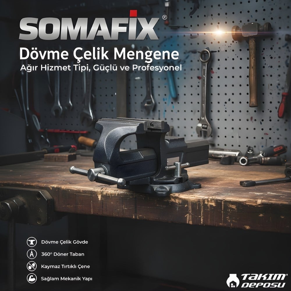 SOMAFIX Dövme Çelik Mengene 100 mm