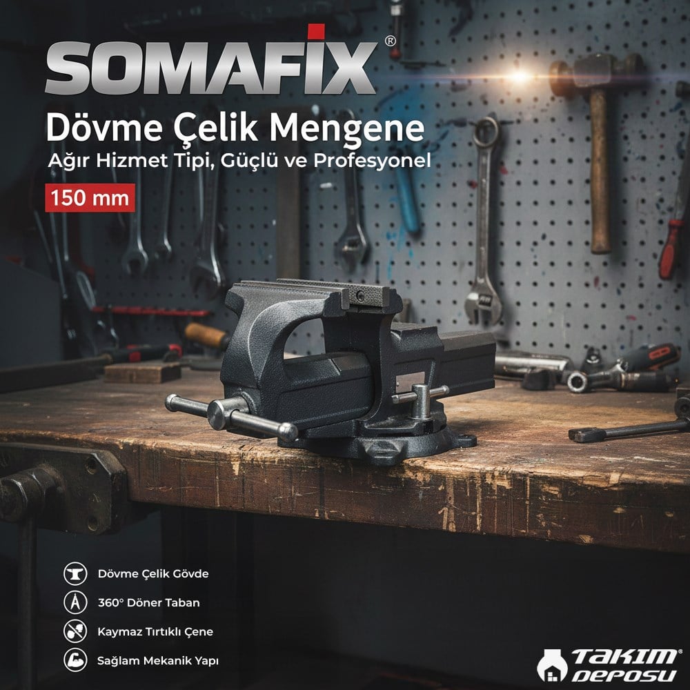 SOMAFIX Dövme Çelik Mengene 150 mm