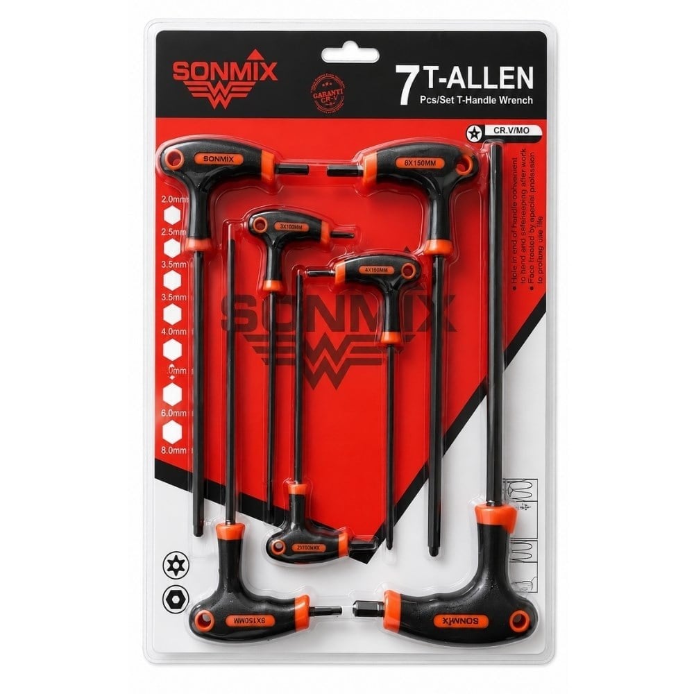 SONMIX SNX-253 T Saplı Allen Anahtar Takımı 7 Parça