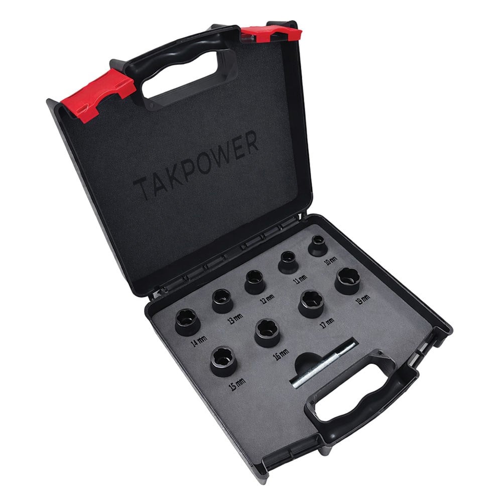 TAKPOWER 1/2 Twist Lokma Seti Hasarlı Cıvata Ve Somun Sökme 9 Parça
