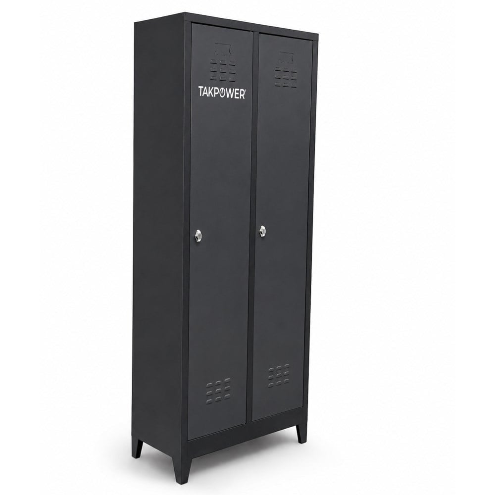 TAKPOWER 2 Kapaklı Metal Dolap - Soyunma Dolabı Antrasit Gri