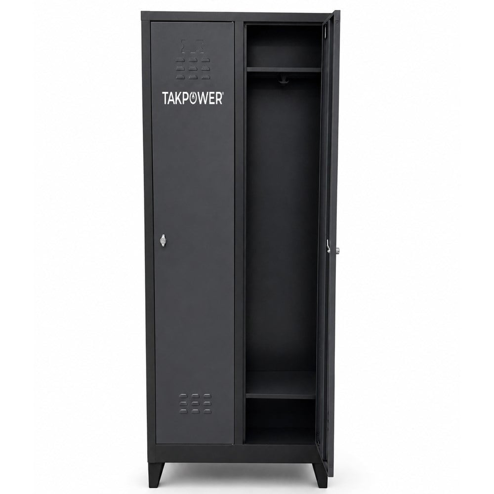 TAKPOWER 2 Kapaklı Metal Dolap - Soyunma Dolabı Antrasit Gri