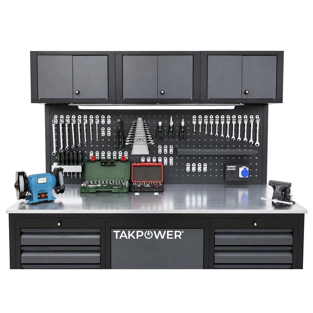 TAKPOWER 2 Metre BOSCH Dolu Takım Tezgahı 10 Çekmeceli Üsten Dolaplı Premium