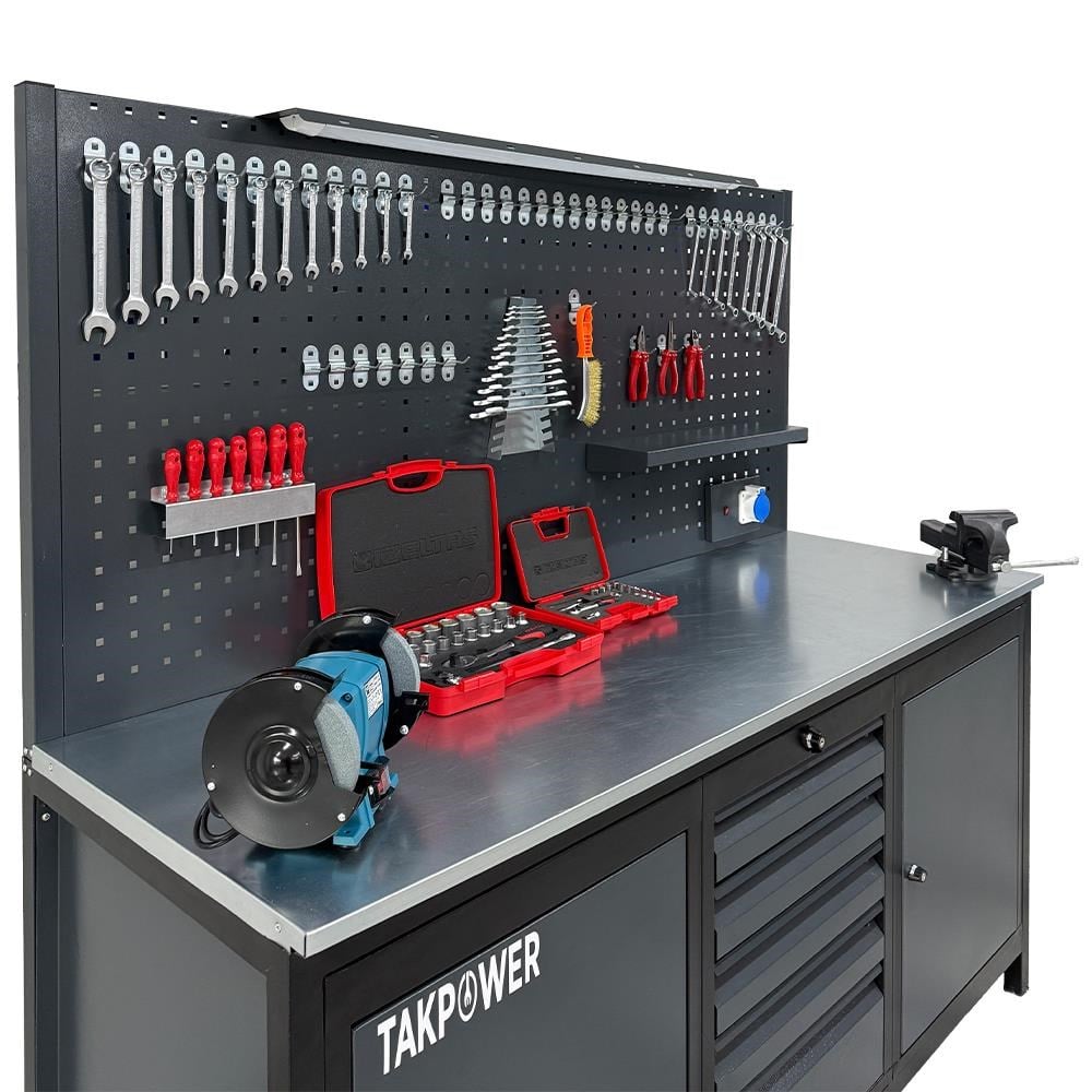 TAKPOWER 2 Metre Dolu Takım Tezgahı 5 Çekmeceli 2 Dolaplı Premium
