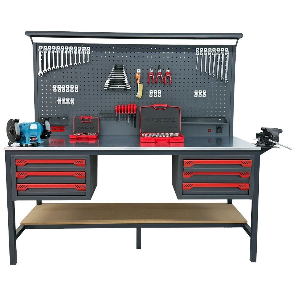 TAKPOWER 2 Metre Dolu Takım Tezgahı 6 Çekmeceli Premium