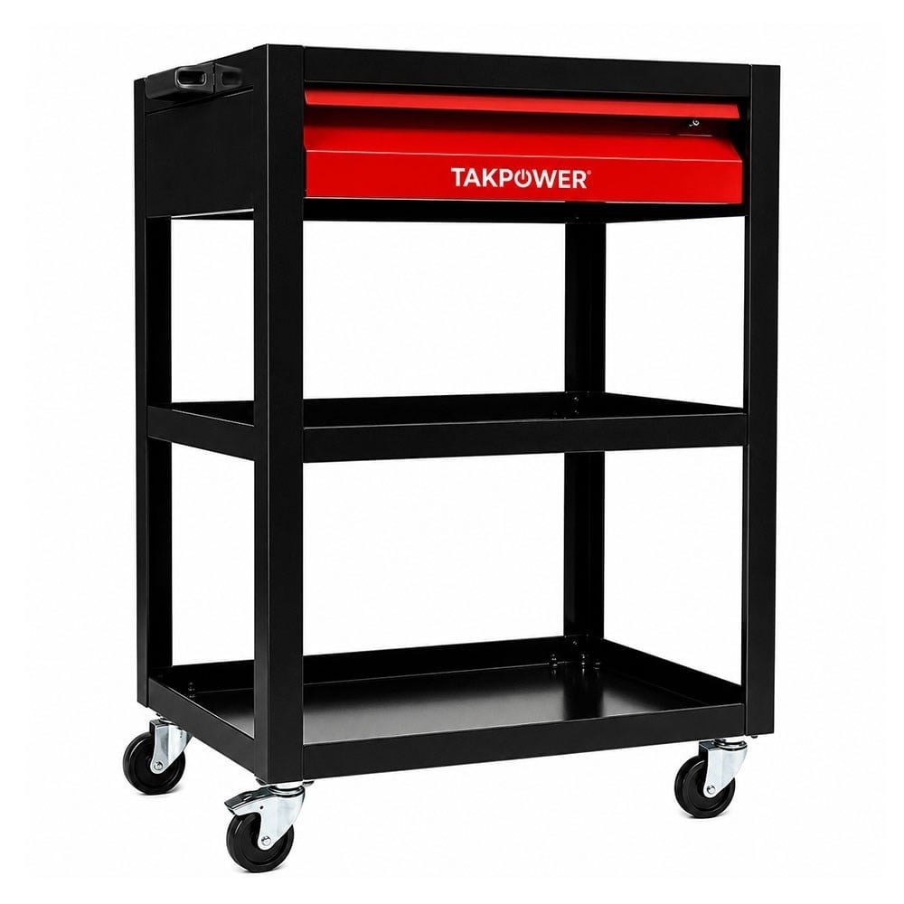 TAKPOWER 3 Gözlü 1 Çekmeceli Parça Taşıma Arabası Kırmızı