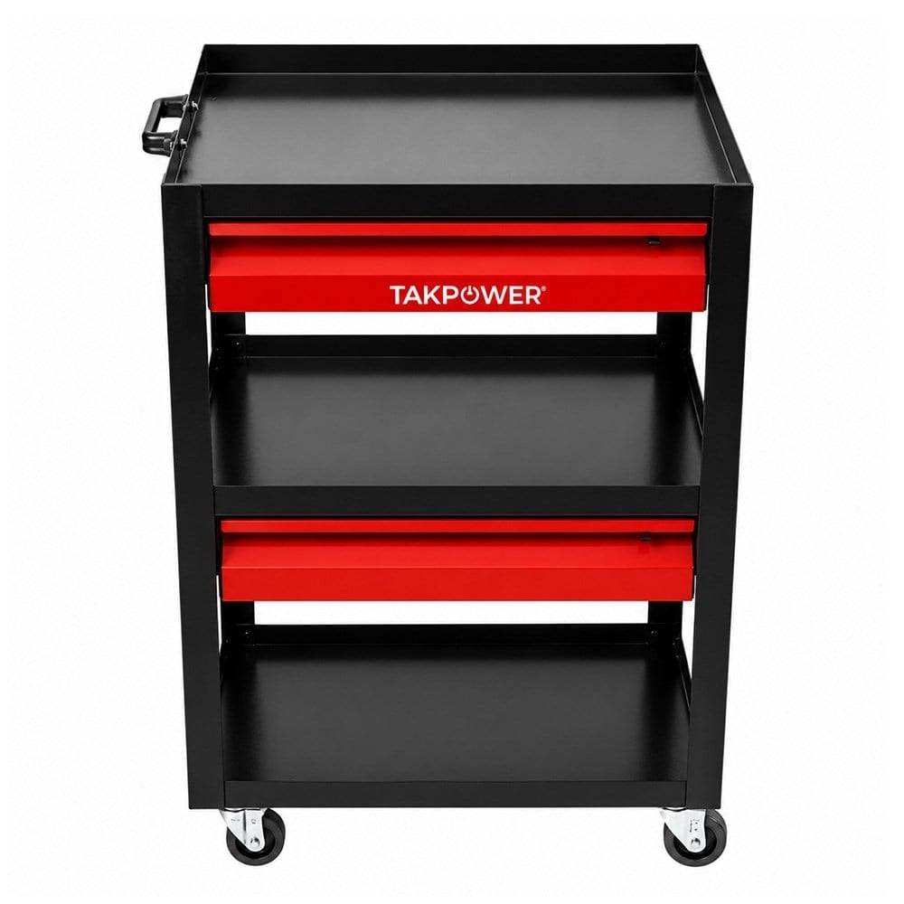 TAKPOWER 3 Gözlü 2 Çekmeceli Parça Taşıma Arabası Kırmızı