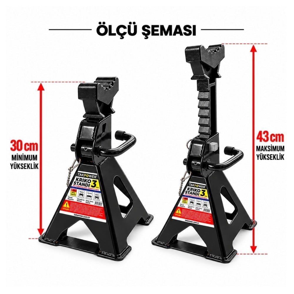 TAKPOWER 3 Ton Araç Altı Sehpa Kriko Standı 2 Adet