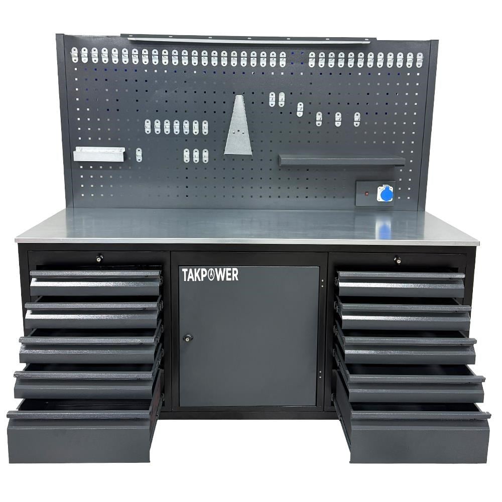 TAKPOWER TTR4410 2 Metre Takım Tezgahı 10 Çekmeceli 1 Dolaplı