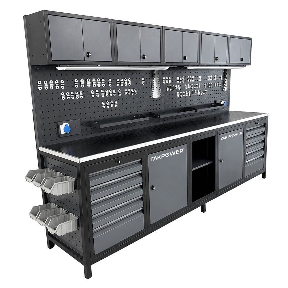 TAKPOWER TTR4431 3 Metre Takım Tezgahı 10 Çekmeceli 10 Dolaplı Ara Bölmeli
