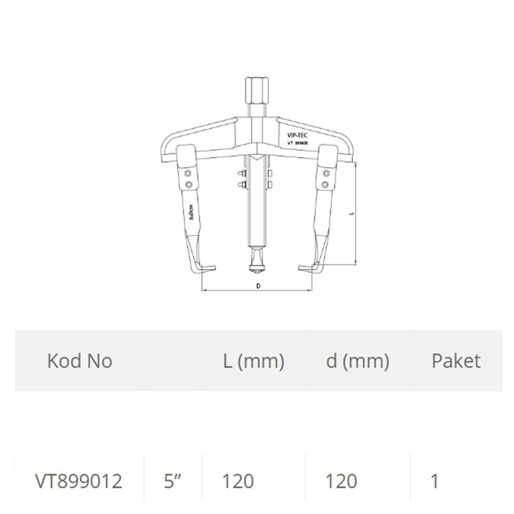 VIP-TEC 3 Kollu Çektirme - Rulman Çektirmesi Raylı 11 x 15 cm