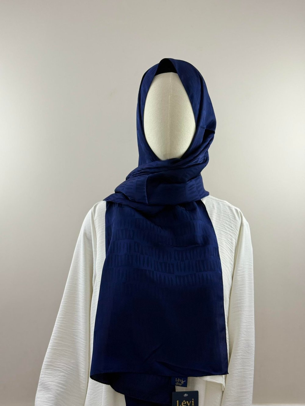 Levidor | Koyu Lacivert Damla Desen Blue Jakar Şal