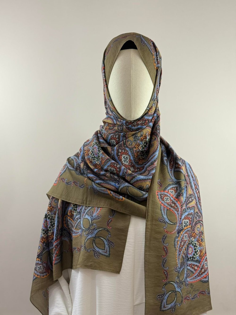 Silk Home | Mayda Şal - Haki Mavi