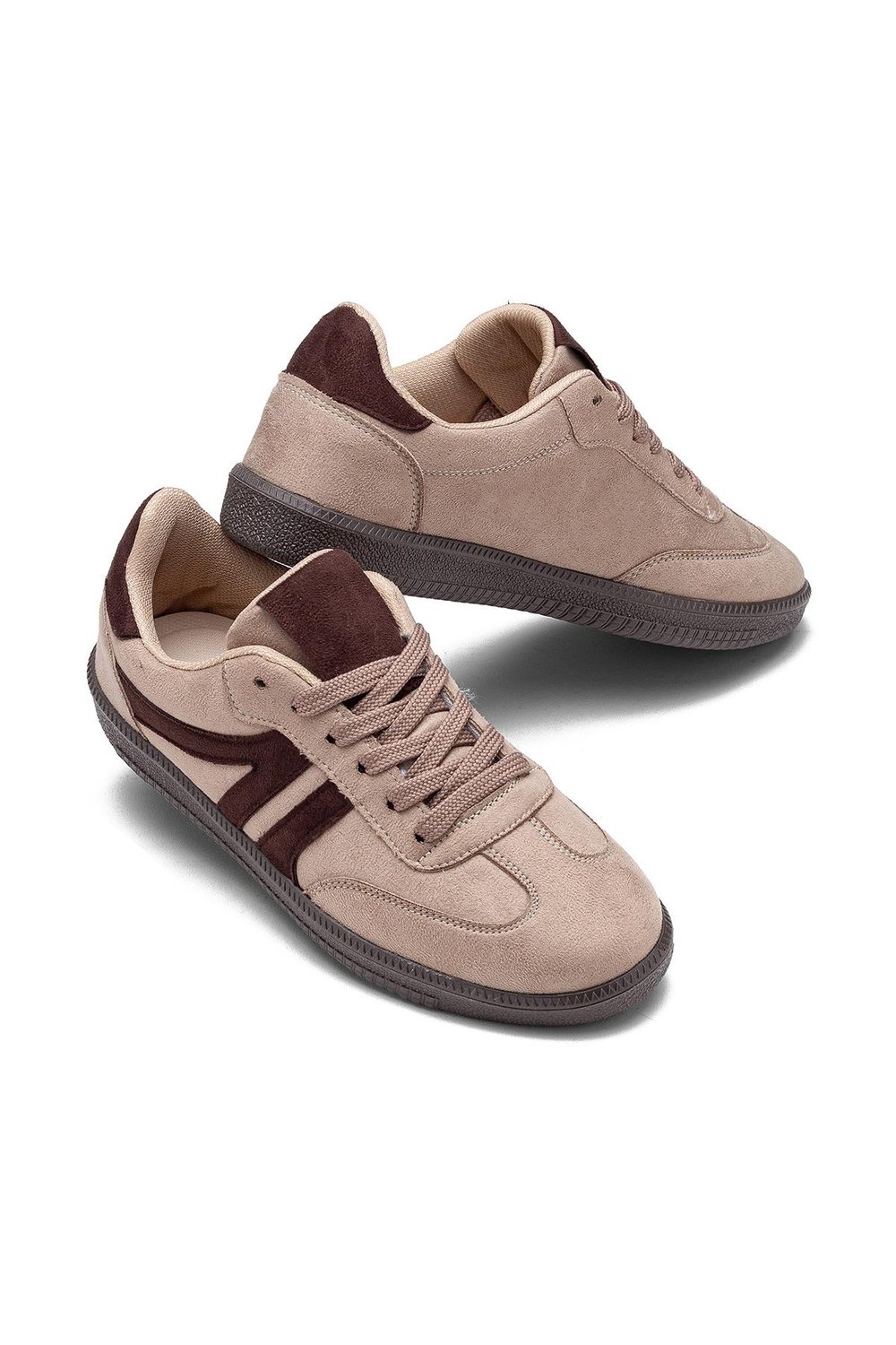 Günlük Kadın Sneaker Desenli Hafif Yüksek Taban Bağcıklı Spor Ayakkabı