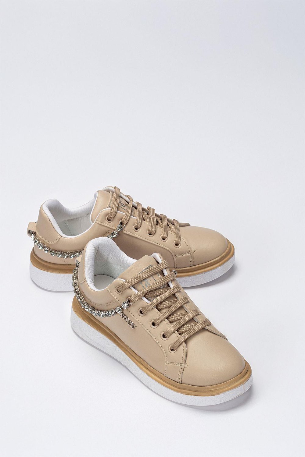 Kadın Günlük Arkadan Su Yolu Taşlı Ortopedik Kaymaz Kırılmaz Taban Konforlu Ortopedik Sneakers Yürüy