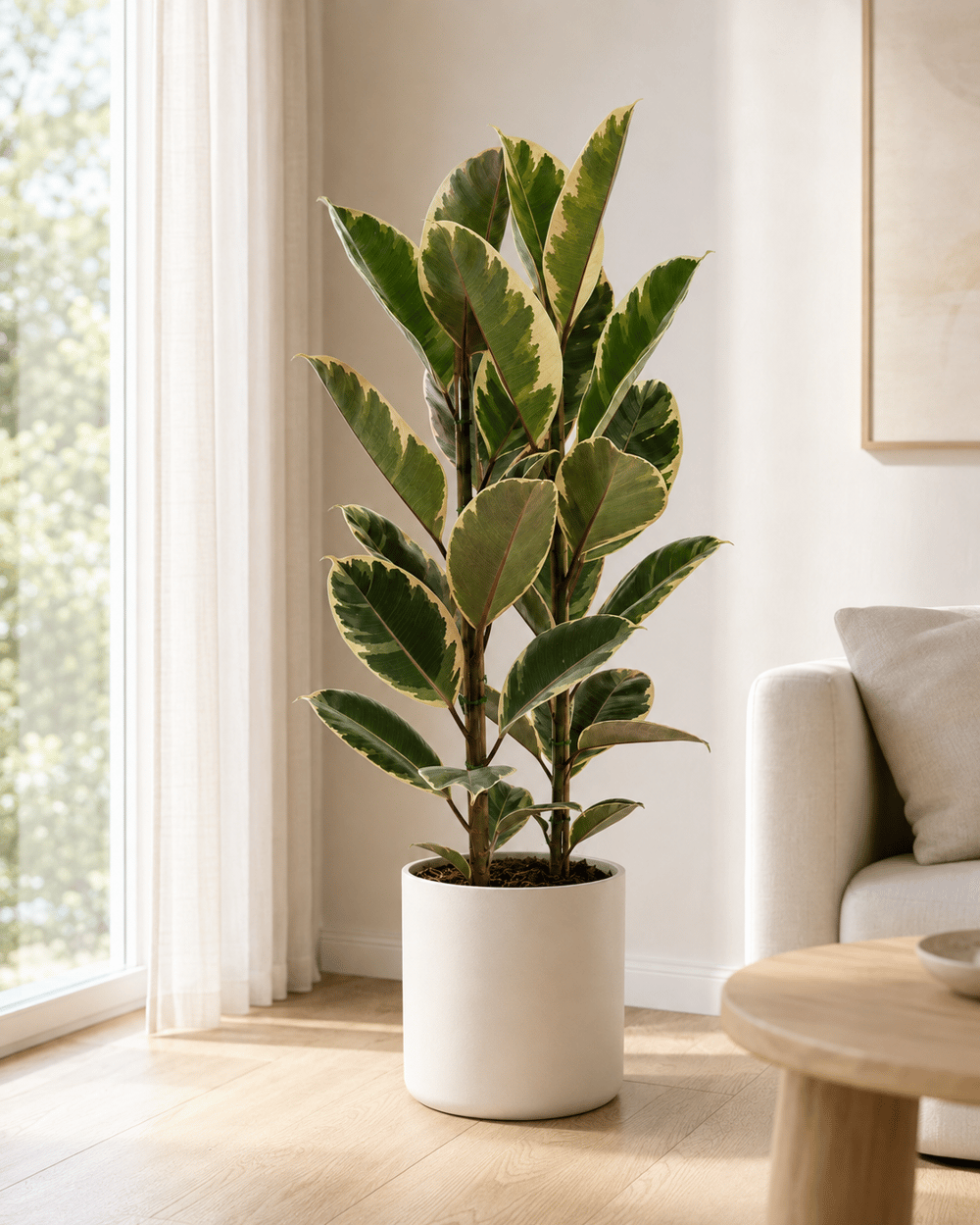 Kauçuk Bitkisi Tineke – Ficus Elastica – Çift Gövde, 21 cm Saksı
