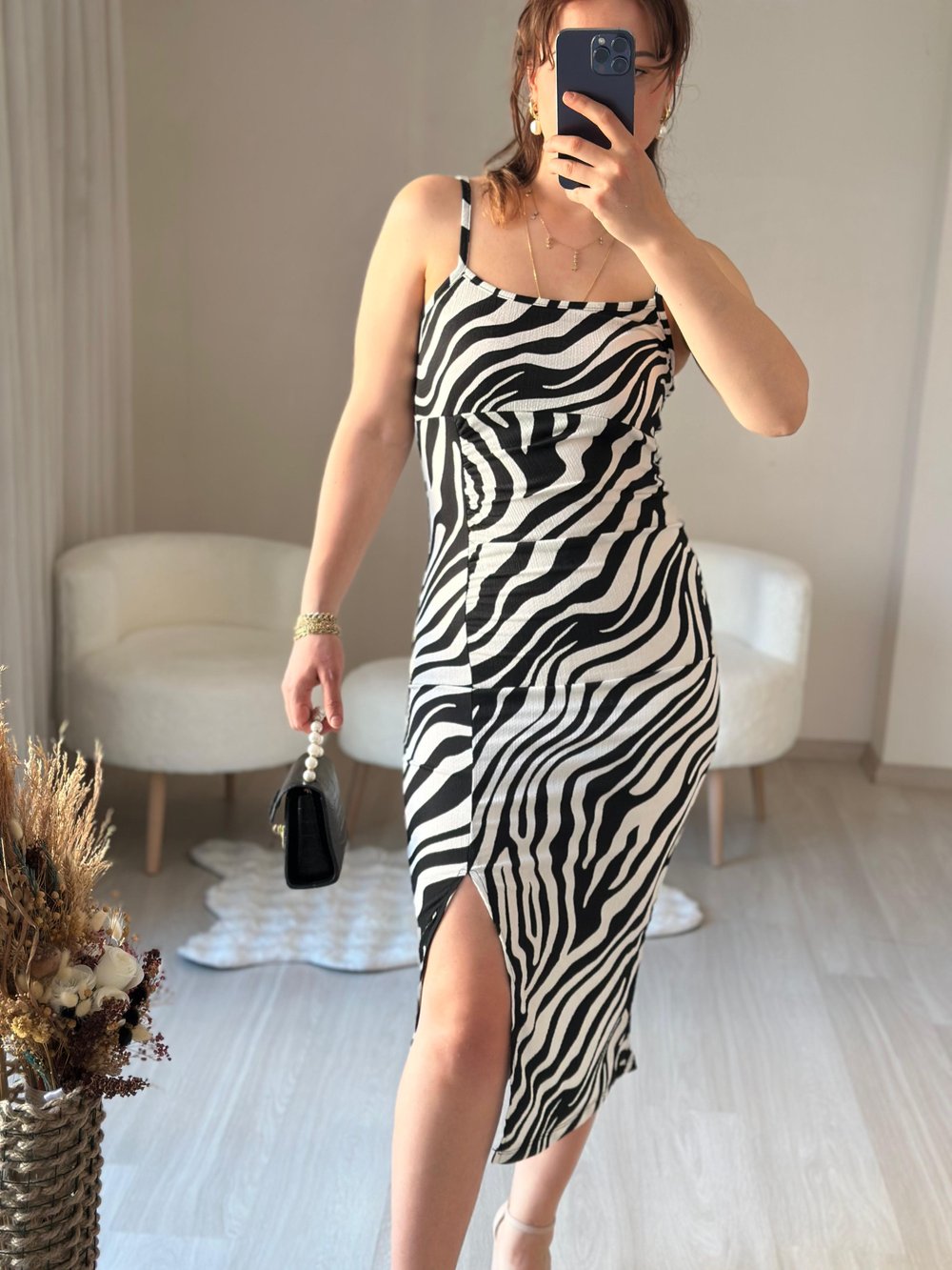 ZEBRA BASKILI ELBİSE