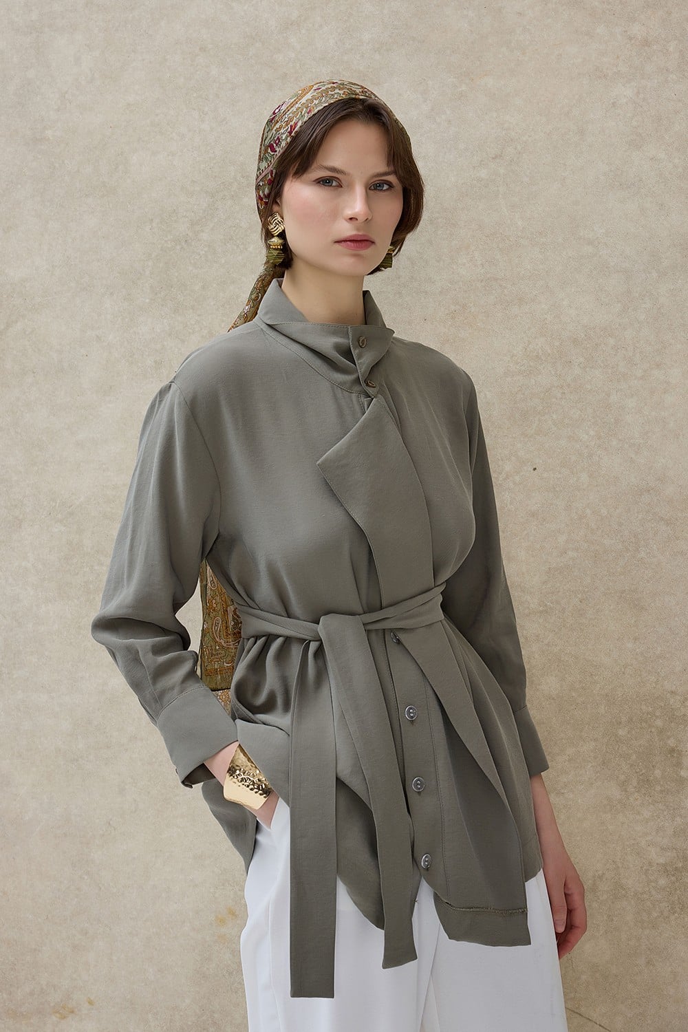 Haki Liora Ceket Yaka Gömlek 