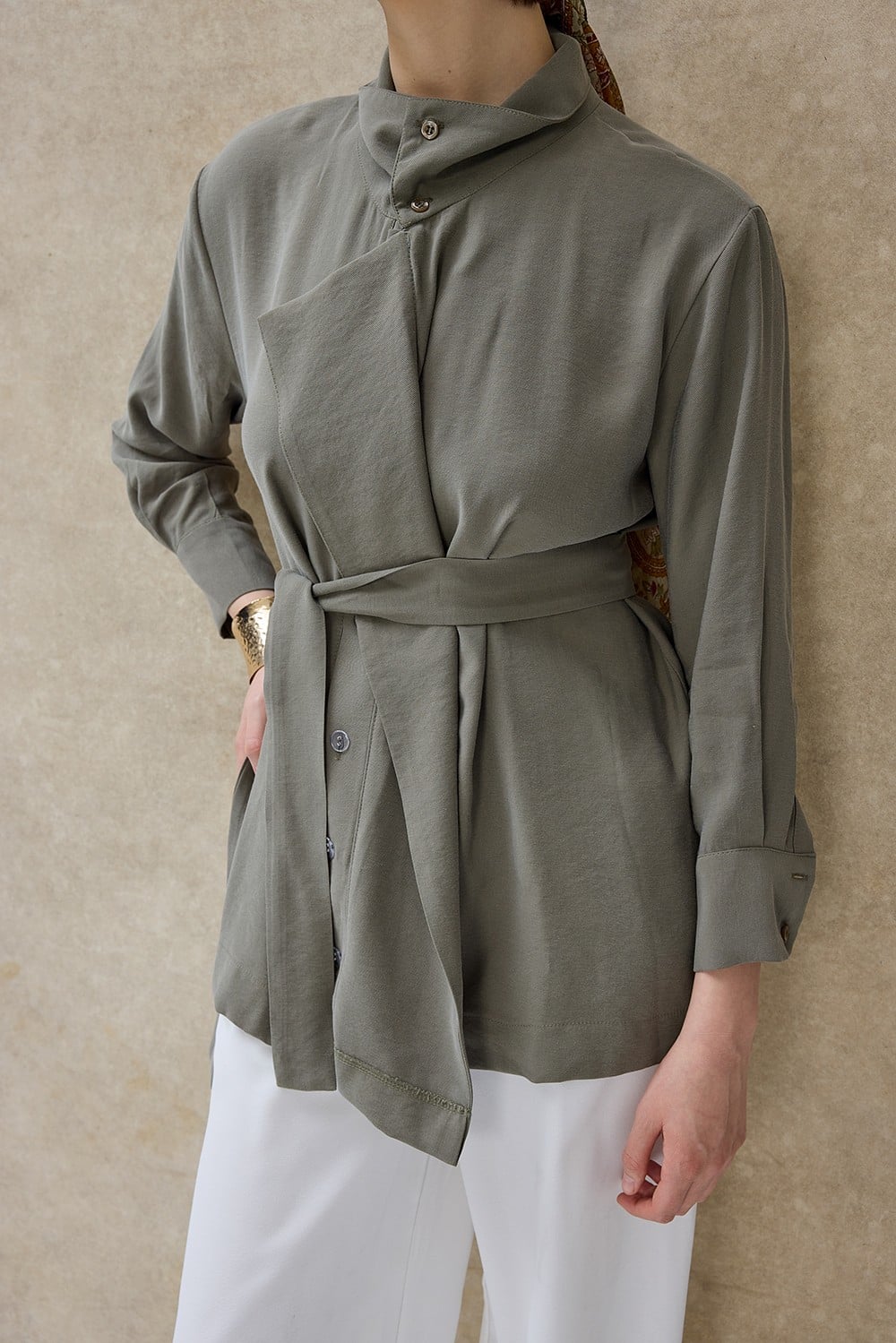 Haki Liora Ceket Yaka Gömlek 