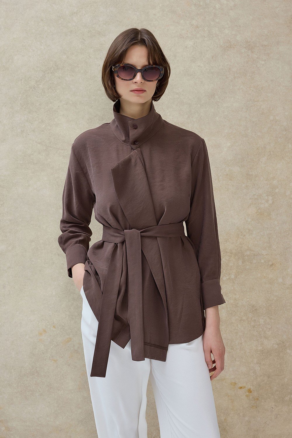 Kahverengi Liora Ceket Yaka Gömlek 
