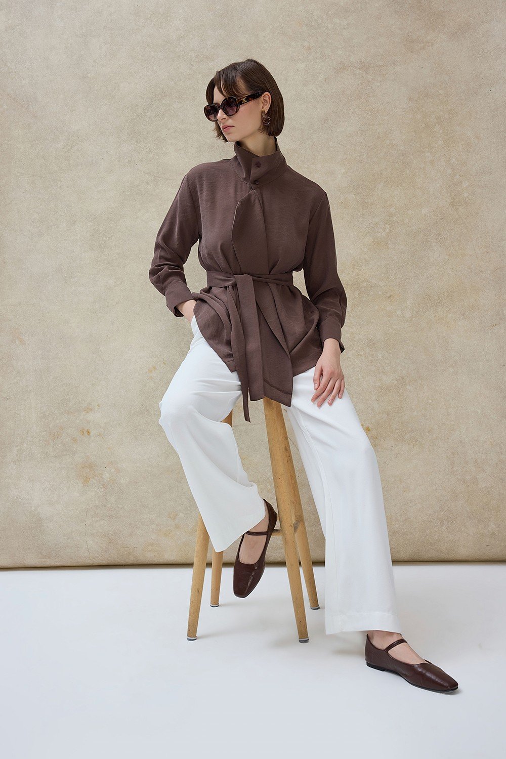 Kahverengi Liora Ceket Yaka Gömlek 