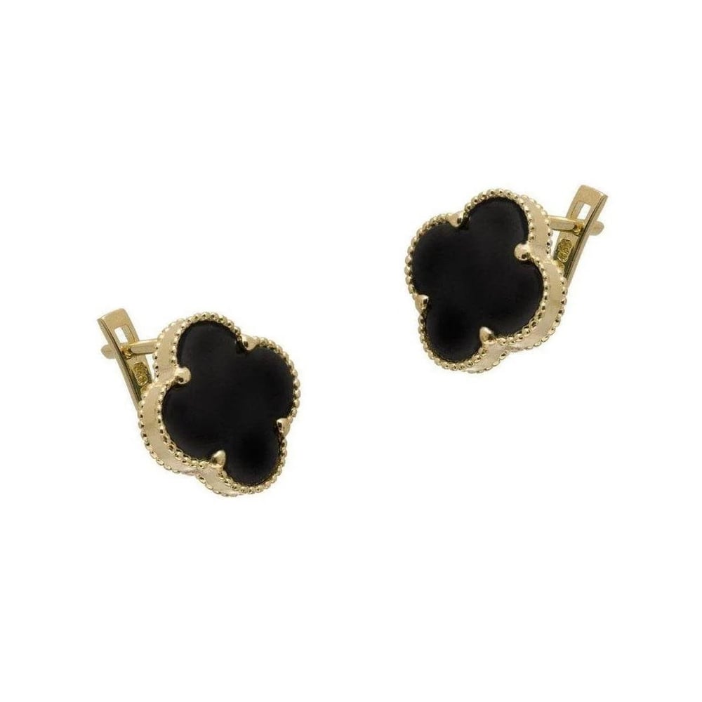 14 Ayar Altın Siyah Van Cleef Model Küpe