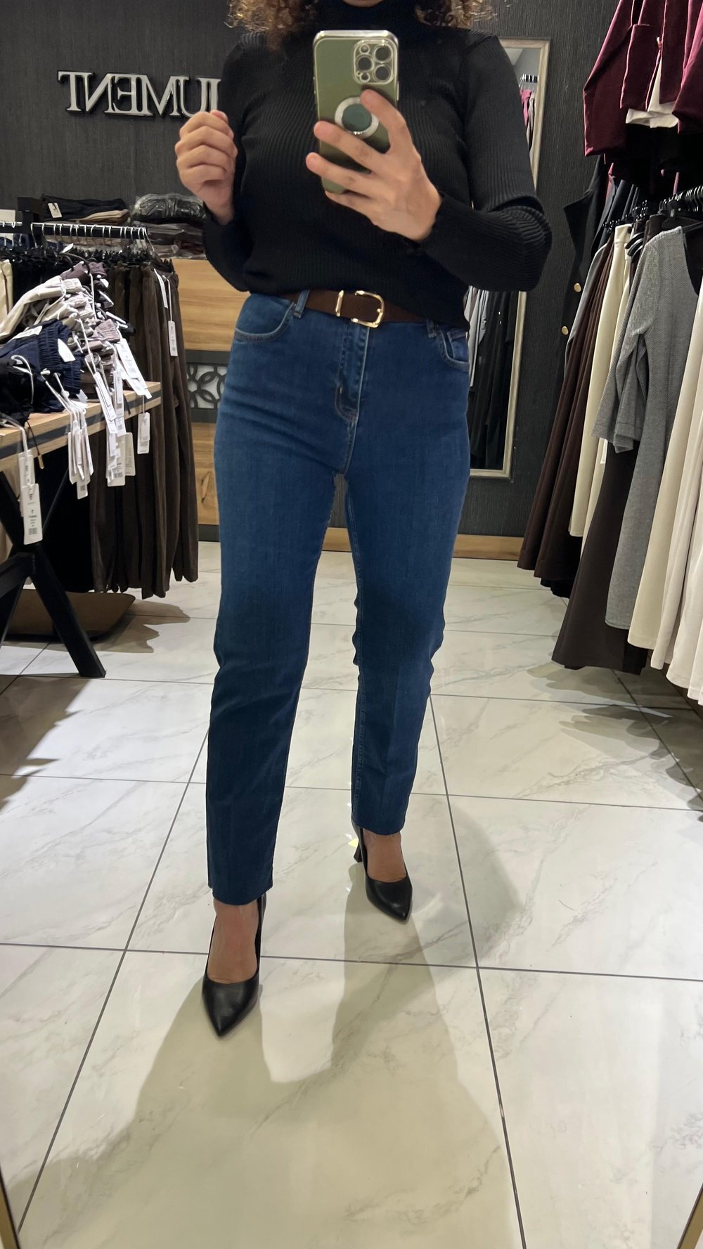 KEMERLİ JEAN PANTOLON DARK BLUE
