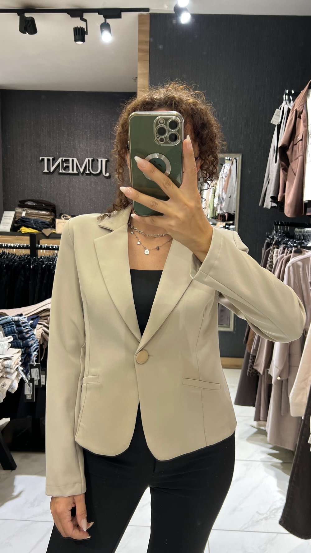 KISA BLAZER CEKET BEJ