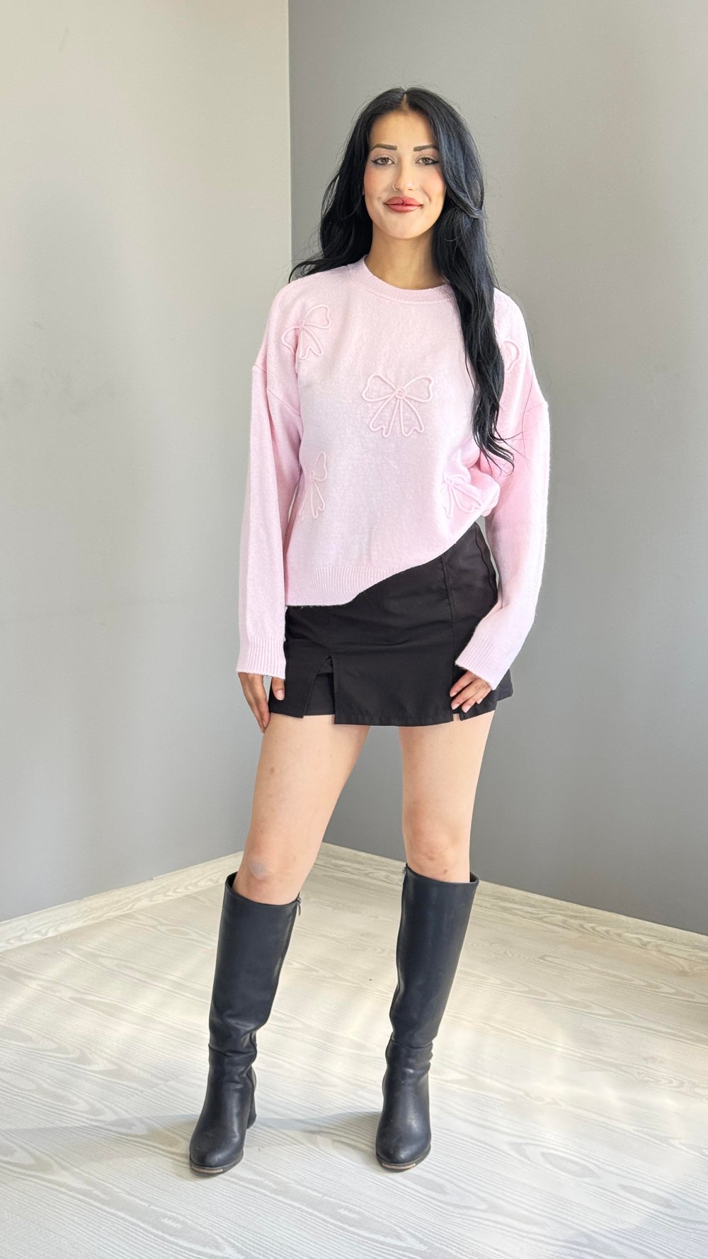 Fiyonk İşleme Pembe Kazak