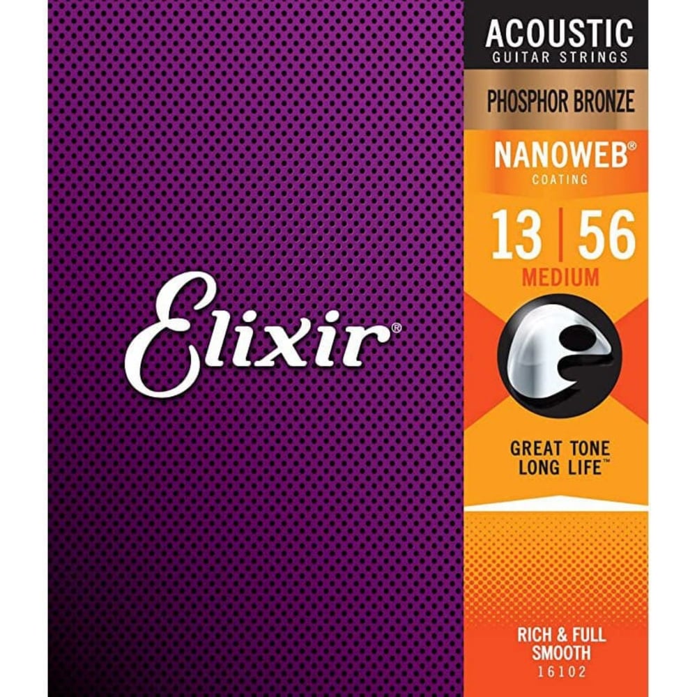 Elixir 16102 Nanoweb Phosphor Bronze Akustik Gitar Teli (13-56)