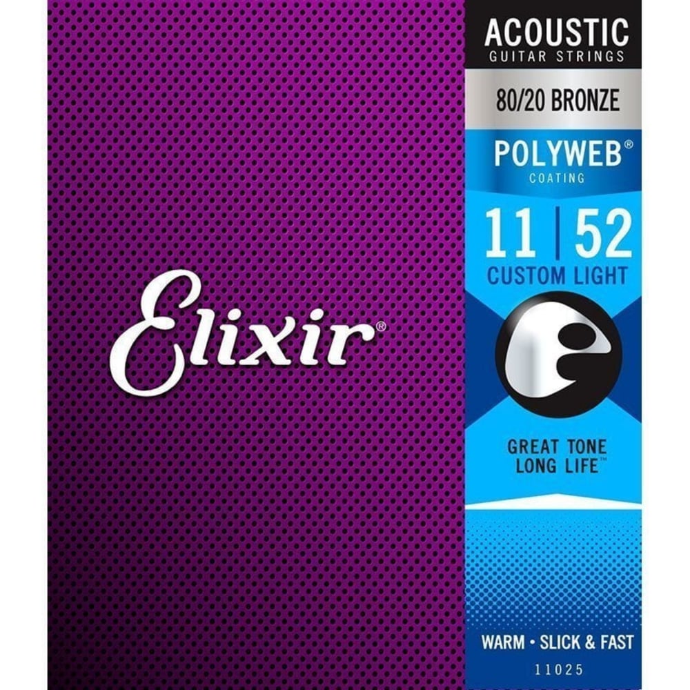 Elixir 11025 Polyweb Bronze Custom Light Akustik Gitar Teli (.011-.052)