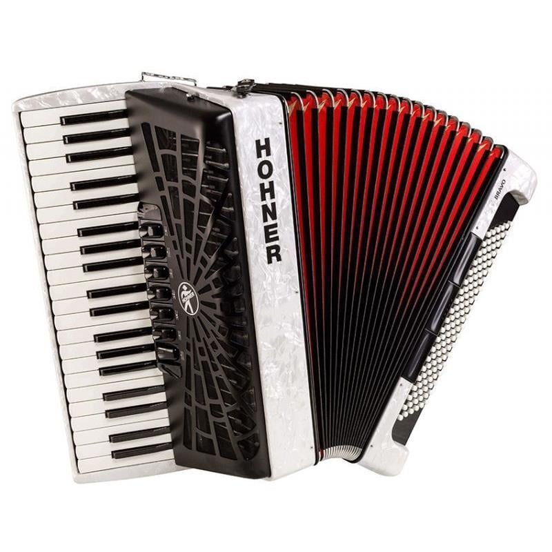 Hohner A16812 Bravo III 120 Akordiyon - White Pearl