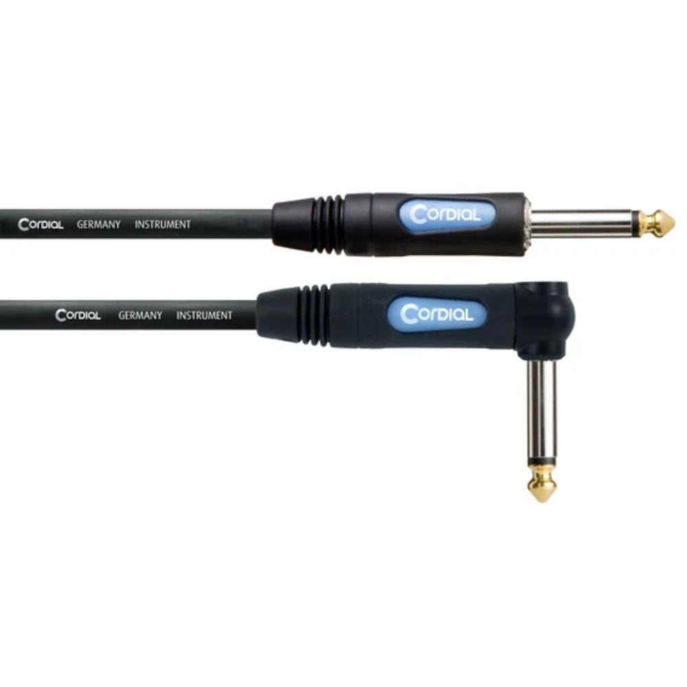 Cordial Cable CCFI 3 PR Dik Açılı Enstrüman ve Gitar Kablosu (3m, Siyah)