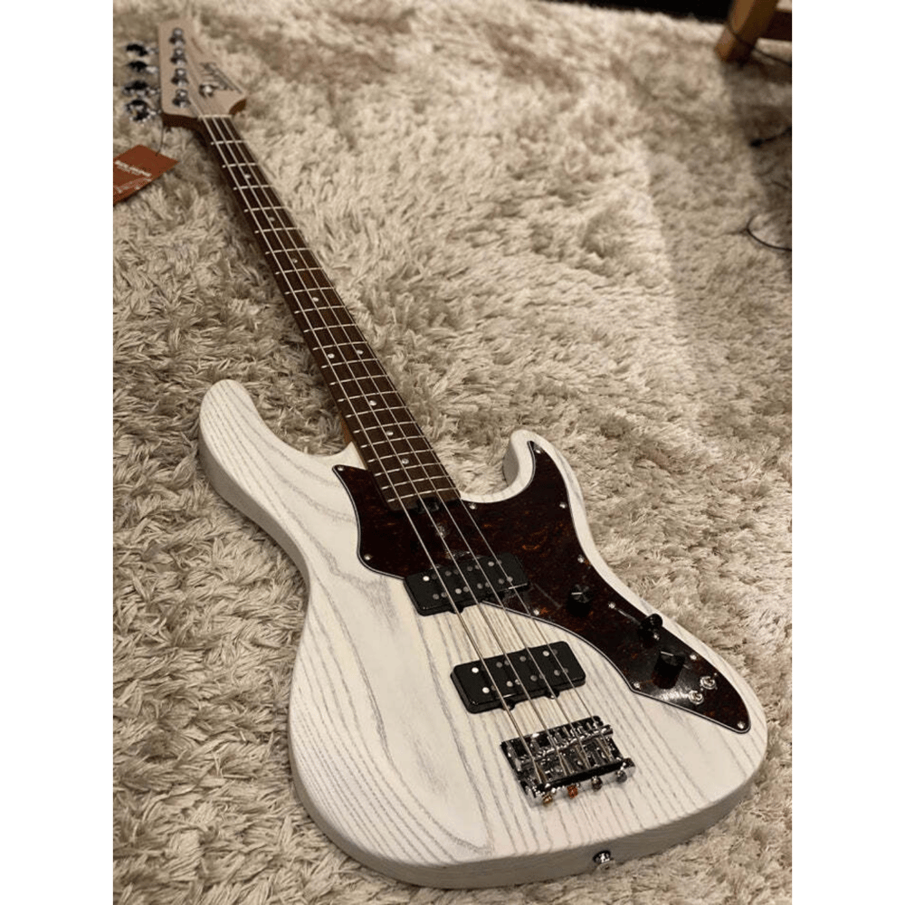 Soloking MJ-1 Custom Bass in Transparent White with Roasted Maple Neck W/Gigbag