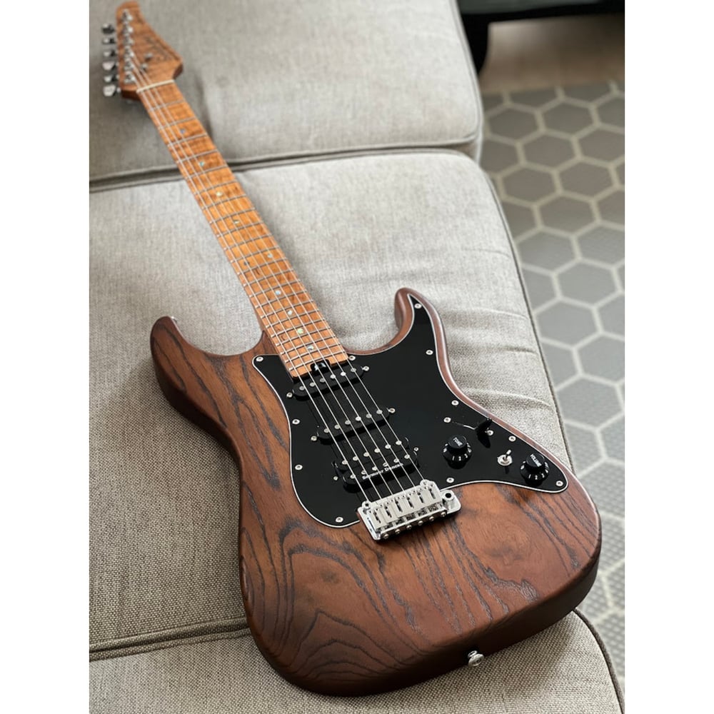 Soloking MS-1 Classic ASH in Torched Black with Roasted Flame Neck W/Gigbag