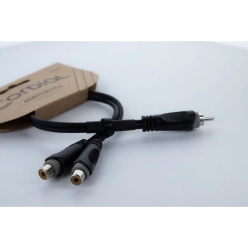 Cordial Cable EY 0.3 CEE RCA Erkek - 2x RCA Dişi Y-Adaptör Kablosu (0.3m, Siyah)
