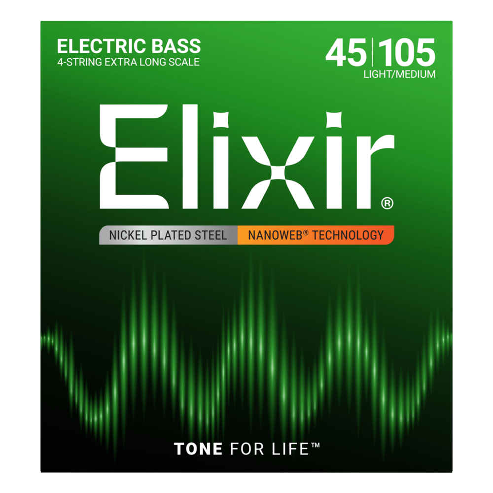Elixir 14087 Nanoweb Xlong Medium Bas Gitar Teli (45-105)