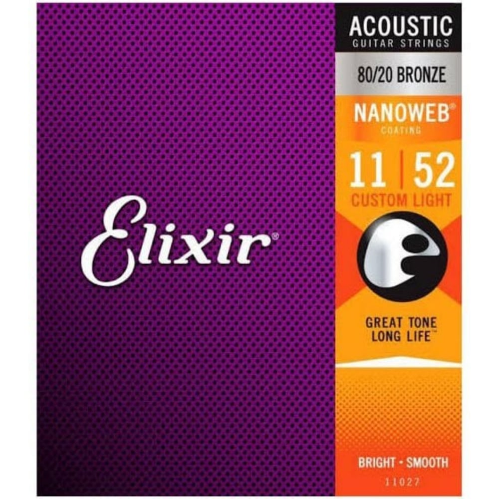 Elixir 11027 Nanoweb 80/20 Bronze Akustik Gitar Teli (11-52)