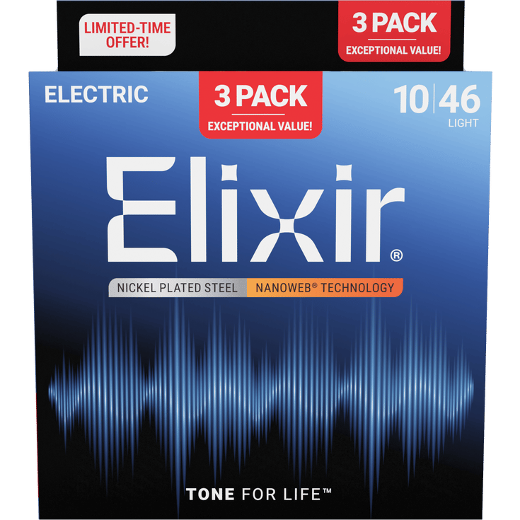 Elixir Nanoweb 3lü Paket Elektro Gitar Teli (010-046)
