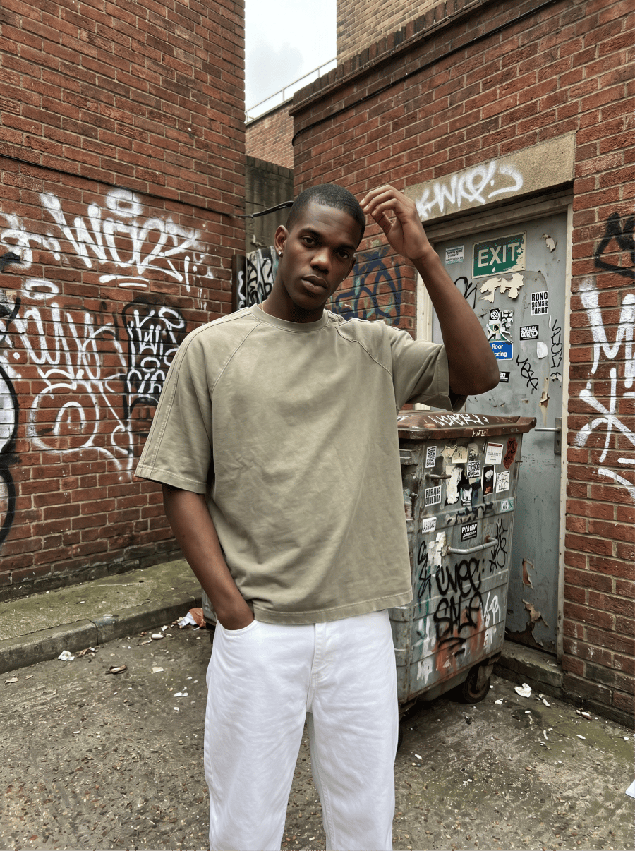 Oversize Bisiklet Yaka T-Shirt