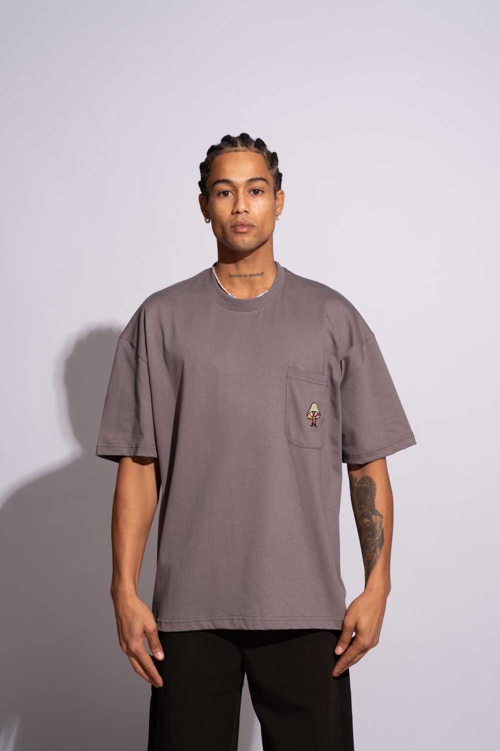 Erkek Oversize Mantar Gri
