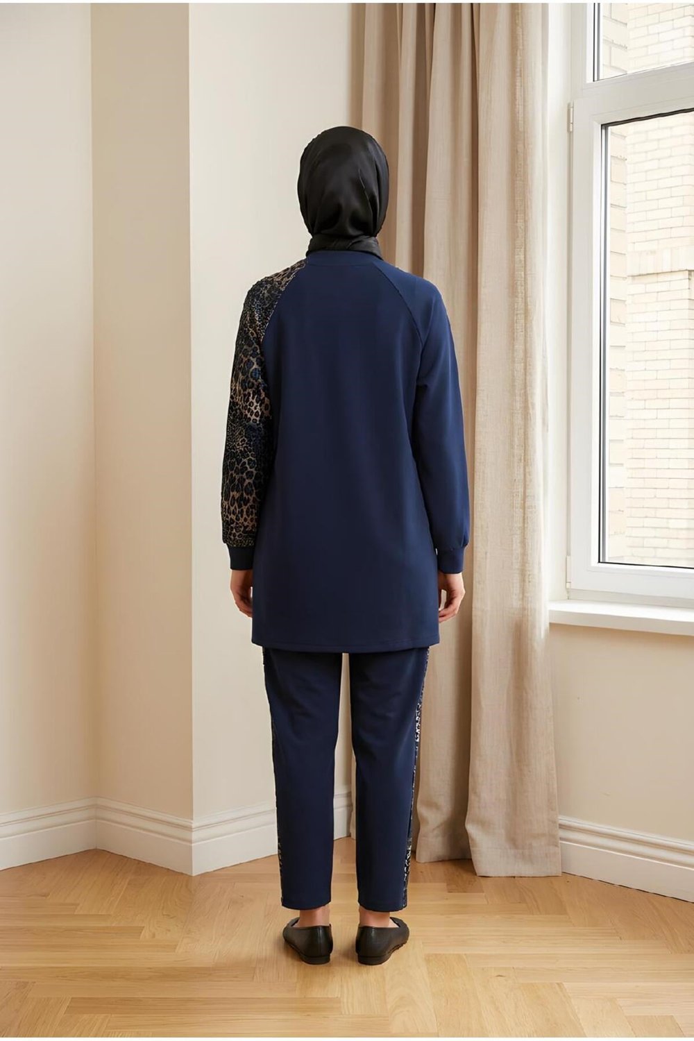 MODAL LEOPAR KAP PANTOLON TAKIM-Lacivert